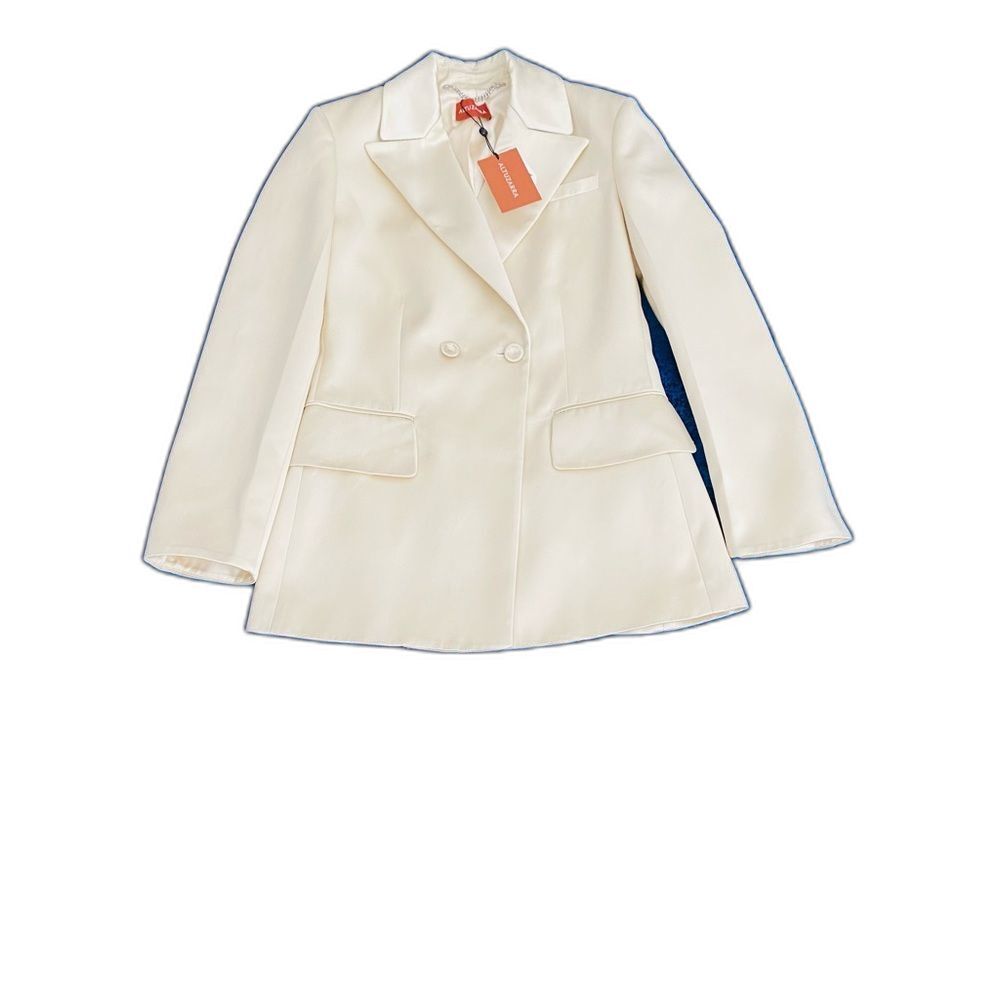 Altuzarra Ray Satin Jersey Blazer Antique Pearl SZ 40 - Picture 13 of 13
